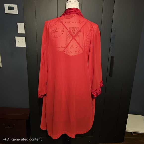 Cacique Red Lace Robe And Babydoll Intimates - Picture 4 of 5